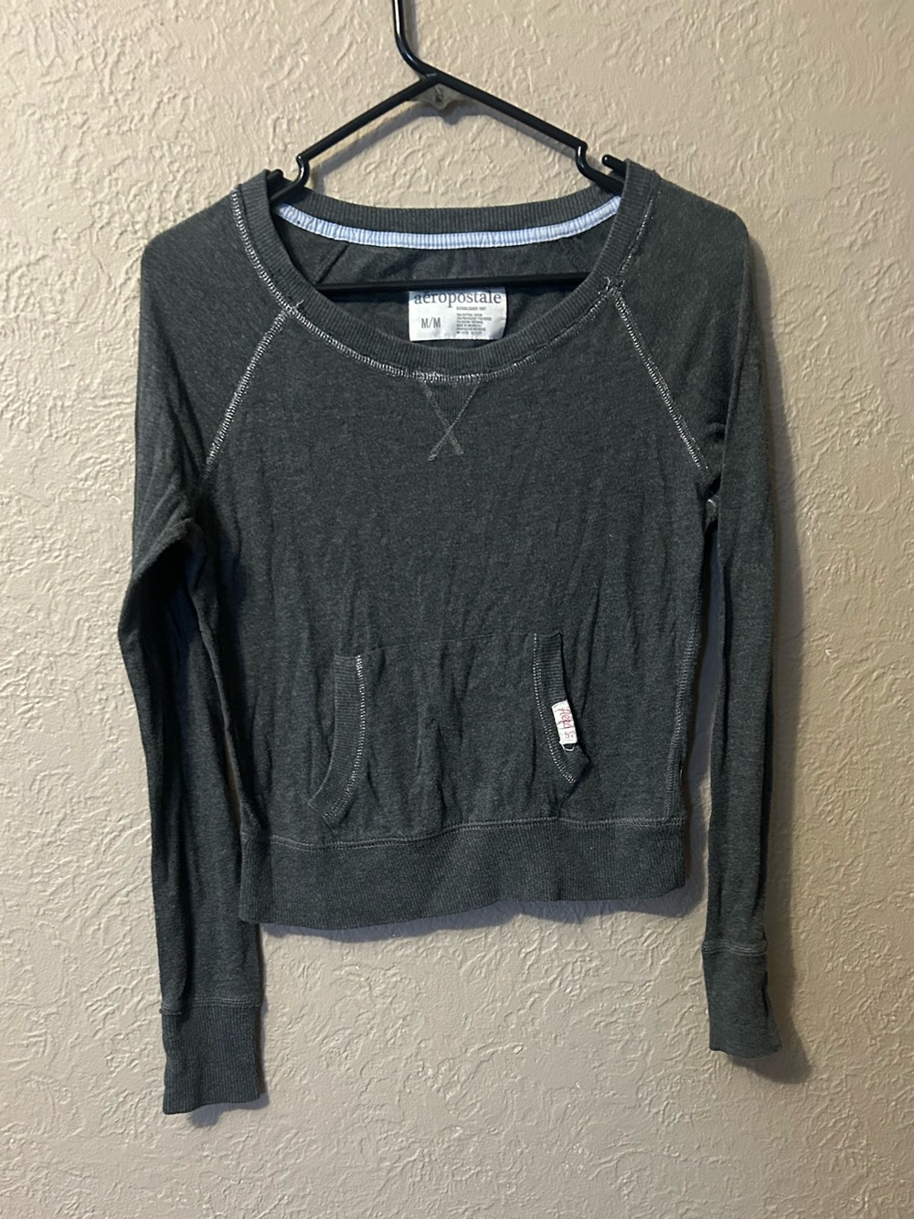 Aeropostale Women's Charcoal Gray Crewneck Pullover Sweatshirt